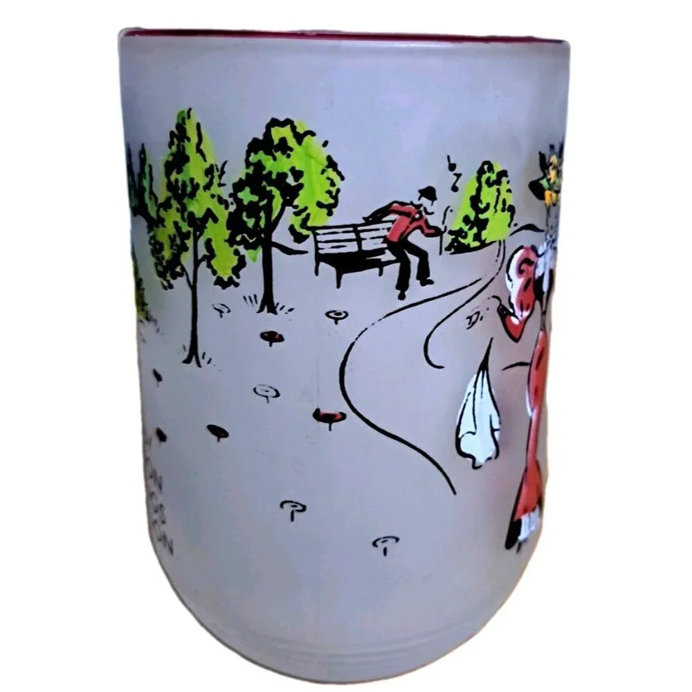 Vintage 4 Finger Satin Glass Mug 